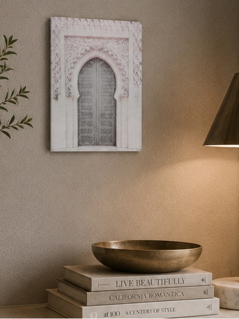Moroccan Doorway, Digital Glass Print - White, Gray, Light Pink - Medium 11x14